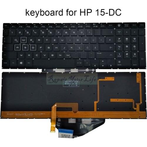 German RGB Backlit Keyboard for HP OMEN 15-DC 15-DH dc0000tx dc0086nr GR computer keyboards Color backlight White 9Z.NF3BQ.20G