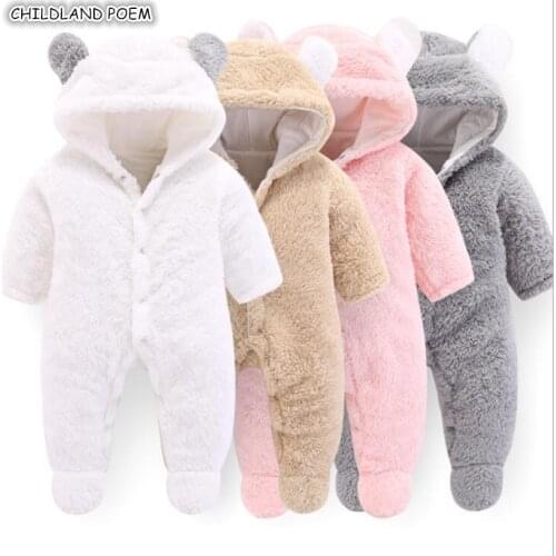 New Born Baby Clothes Winter Newborn Baby Romper For Boys Animal Fleece Soft Thicken Baby Girl Romper Hooded Baby Jumpsuit Boys