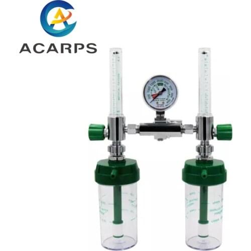 Medical oxygen regulator double flowmeter with gauge medical oxygen flowmeter