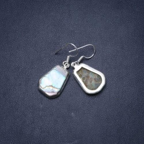 Natural Abalone Shell Handmade Unique 925 Sterling Silver Earrings 1.25" Y1490