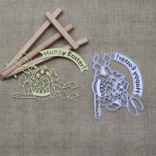 2021 New Happy Easter Rabbit Metal Cutting Dies Stencil Scrapbooking DIY Album Stamp Paper Card Embossing Decor Craft