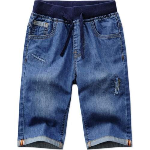 2019 summer new childrens denim shorts, boys cropped trousers