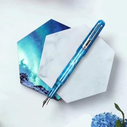 New Picasso Celluloid Fountain Pen Pimio EtSandy Aurora Sky Blue PS-975 Iridium Fine Nib Writing Gift Pen for Business Office