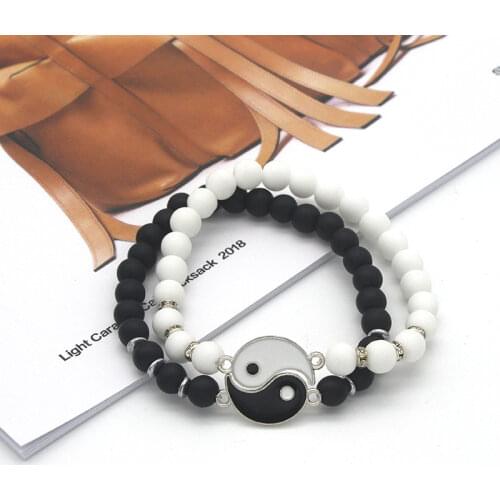 Couple yin and yang tai chi gossip bracelet simple tai chi gossip drip alloy adjustable bracelet women gift