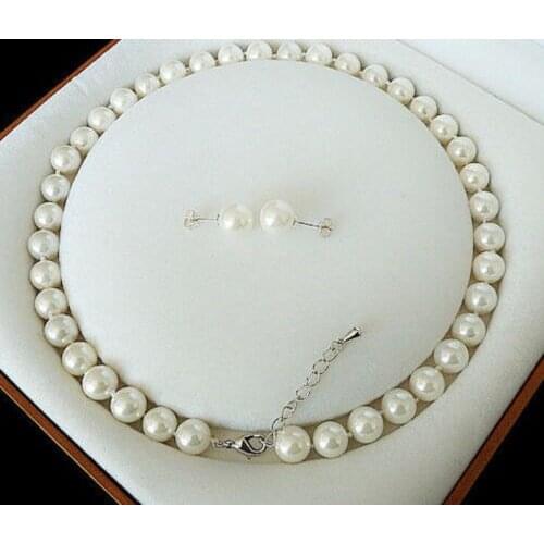 Selling Jewelry>>> 8mm White Akoya Cultured Shell Pearl Necklace Earring Set 18'' AAA