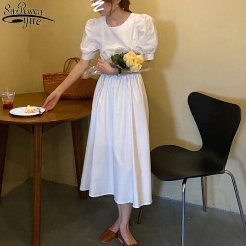 Simple Casual Loose Women Summer Dress 2021 Short Sleeve Female Dress A-Line Solid Color Sexy Dresses Fashion Robe Femme 14040