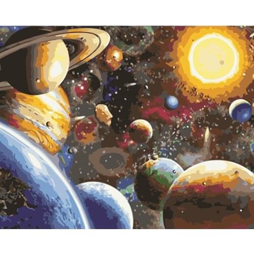 ROYALDREAM Cosmic Planet Abstract Painting Diy Digital Painting By Numbers Modern Wall Art Picture For Home Wall Artwork