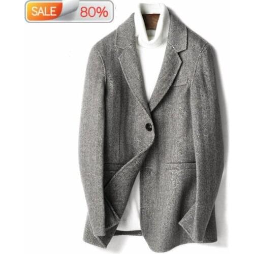 Wool Coat Men Spring Autumn Korean Jacket Slim Fit Blazer Mens Coats and Jackets Casaco Masculino D-19-00A1A B23016