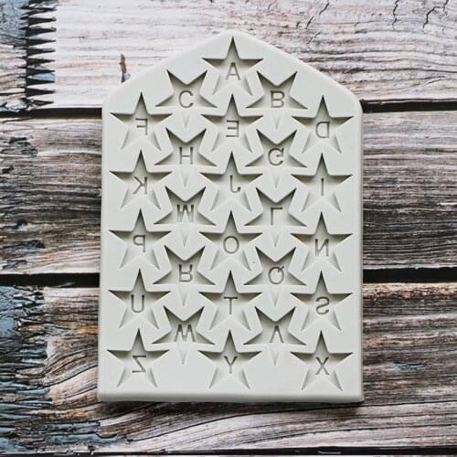 26 Cavity Star Shape Letters Silicone Mousse Chocolate Mold Chocolate Candy Cake Mold Fondant Cake Decorating Tools