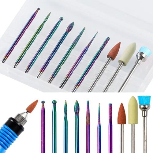 MEET ACROSS Nail Drill Bits Set Electric Manicure Machine Drills Accessories Rotary Milling Cutter Nail Tool