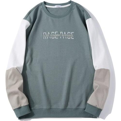 Mens Sweatshirts Patchwork Round Collar Mens Hoodies Long Sleeve Sweatshirt Casual Streetwear Male Fashion Autumn Tops Clothing