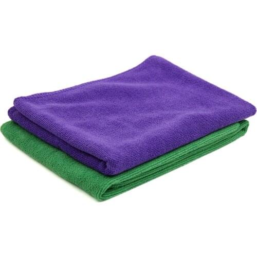 Uxcell 2pcs 65 x 33cm 300GSM Microfiber Towel Clean Cloths for Car Washing Purple Green