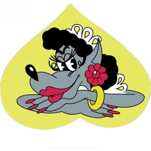 Funny Cartoon Car Sticker Wolf Well Wait Auto Decor Vinyl Decal Cover Scratches High Quality KK Vinyl Cover Waterproof PVC