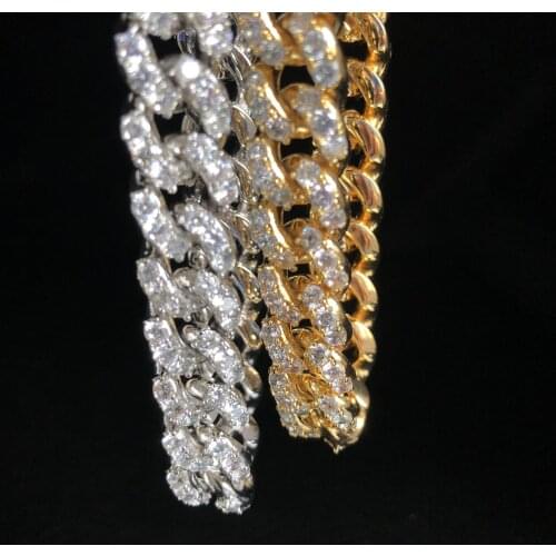 12mm Mens ice shining gold plated brass AAA CZ Diamond CUBAN CHAIN