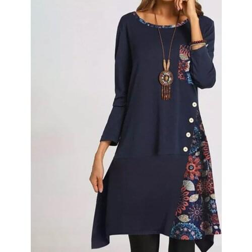 Womens Retro Elegant Dresses O-neck Color Matching Irregular Long Sleeve Casual Casual Dress Vestido De Mujer Sukienka Платье@40