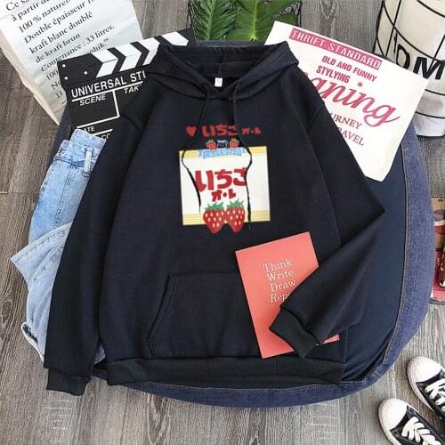 Kpop womens Hoodies man strawberry milk ins Sweatshirts Stitch Pullover oversize Japan Harajuku Hooded Loose ulzzang Couple top