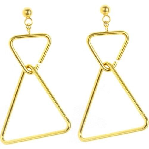 Cardy Koala Classic Design High Quality Fashion Triangle Earrings Stainless Steel Gold Color Women Earrings Jewelry