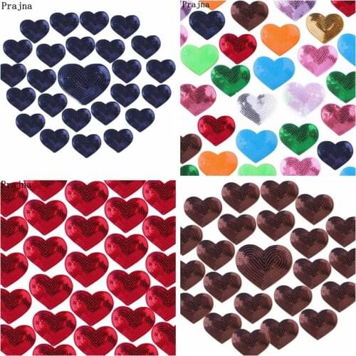10 PCS Cartoon Sequins Loves Heart Applique Patches For Clothing Thermoadhesive Patches Iron On Embroidered Patches On Clothes