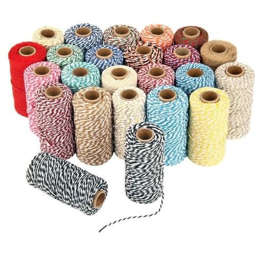 100m/roll DIY Twisted Bakers String Cotton Cords Rope for Home Decor Handmade Christmas Gift Packing Craft Projects DIY