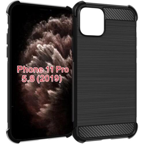 100pcs/lot,Shock Absorption Cover Soft TPU Anti Scratch Carbon Fiber Design Back Case for iPhone 11 Pro 5.8"