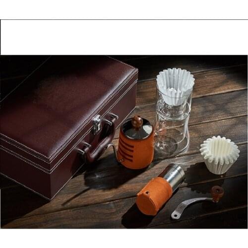 3pcs/set filter pot +coffee grinder+drip kettle +20pcs filter paper for travel gift box packaging coffe gift for barista