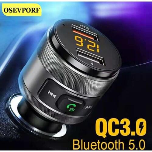 Car Phone Quick Charger Adapters FM Transmitter Wireless Bluetooth 5.0 Car Kit Aux Modulator Dual USB Audio MP3 Player Handsfree