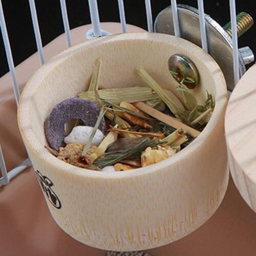 Bamboo Small Pet Hamster Squirrel Rabbit Feeder Hanging Water Food Bowl Cage Decor Small Animals Feeding Supplies Products
