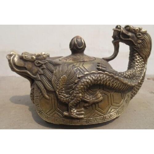 Free shipping Rare Chinese Old Copper Handwork Dragon Tea Pot Flagon