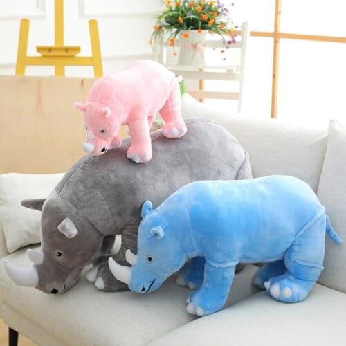 Big Plush Rhinoceros Toys Lifelike Stuffed Animal Pillow Zoo Dolls Baby Cushion Rhino Plush Toys Kids Girl Christmas Gift