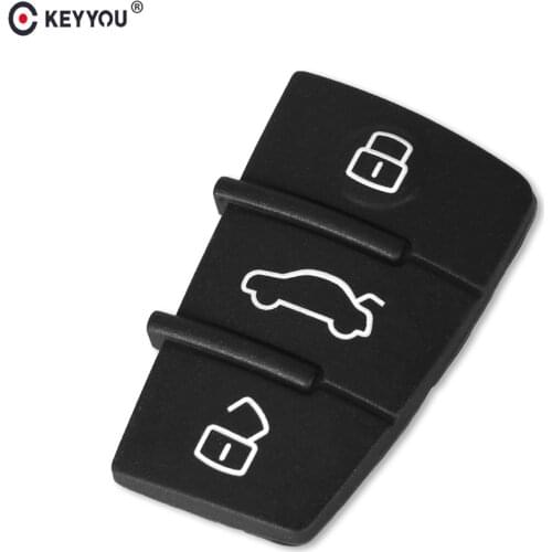 KEYYOU 50pcs For Audi Key Pad 3 Button Replacement Remote Key Shell Fob Cover Case Buttons Pads For Audi A3 A4 A5 A6 A8 Q5 Q7 TT
