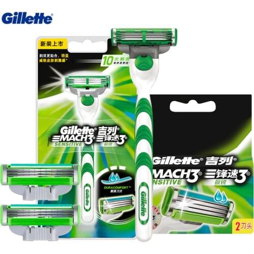 Gillette Mach3 Sensitive Blades And Handle Mens Shaving Sharp 3-Layer Razor Blade For Men Face Hair Remova Shaver Blade Tool