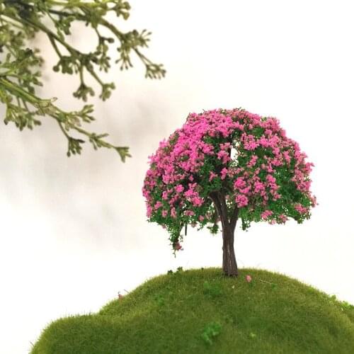 6Pcs/ artificial tree/miniatures/cute plants/pink flower/fairy garden/moss terrarium decor/crafts/bonsai/bottle garden/P016 DIY