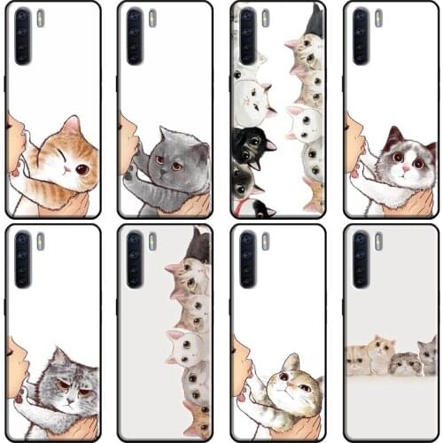Kiss lovely Cats Soft For OPPO F5 F7 A52 A72 A1K A5S A15 A83 A91 A31 A53 A9 A5 2020 Reno 4 Pro 2Z Cover