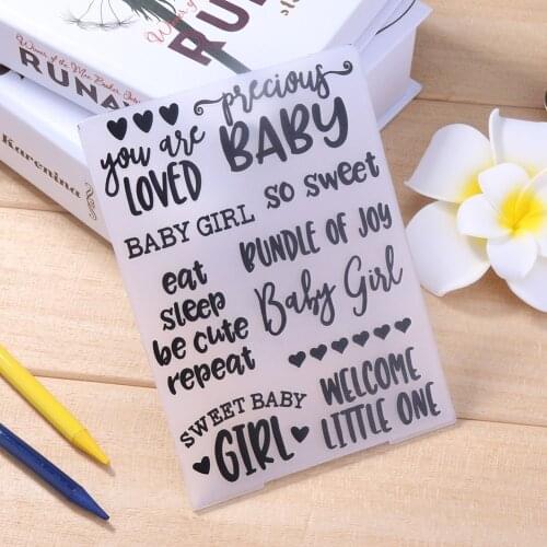 Baby Girl Letter Word Embossing Folders Plastic DIY Scrapbooking Embossing Paper Craft Card Making Decoration Supplies Stencil