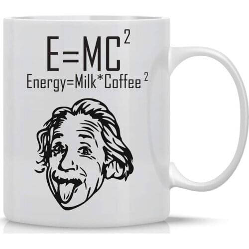 "E=MC2 " ENERGY=MILK X COFFEE2 - Funny Coffee Ceramic Mug- Unique Gift Idea for Friends Birthday Gifts Mug