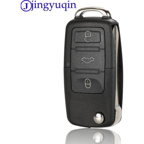 Jingyuqin 3 Button Flip Remote Car Key Case Shell For Volkswagen VW Jetta Golf Passat Beetle Polo Bora Uncut Blade Blank Key Fob