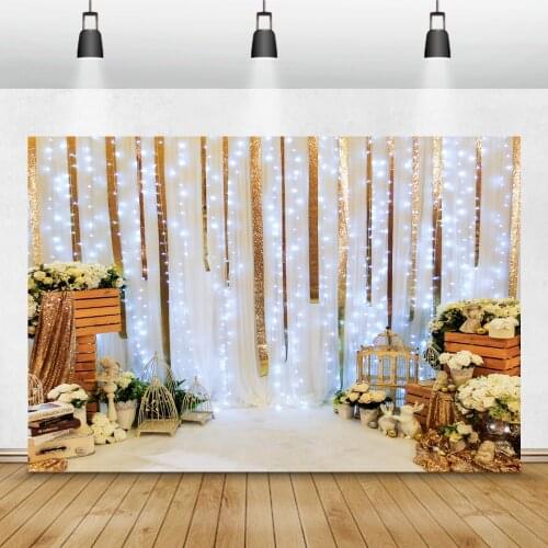Laeacco Birthday Party Photo Backdrops Shiny Glitters Curtain Flowers Box Baby Shower Photography Backgrounds Wedding Photophone