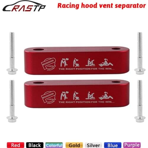 JDM Car Billet Aluminum Hood Vent Spacer Risers Set For for Honda with 4pcs Fender Washers Logo RS3-HR001