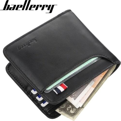 Baellerry Men Short Wallet Soft Leather Bag Business Purse for Male Fashion Coin Pocket Card Holder Boy Purse carteira masculina