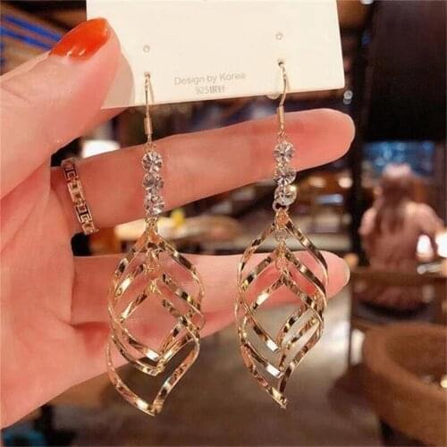 Fashion Jewelry 2021 Trend Unusual Stainless Stud Hoop Earrings For Women Aesthetic Piercing Korean Vintage Long Zircon Cute