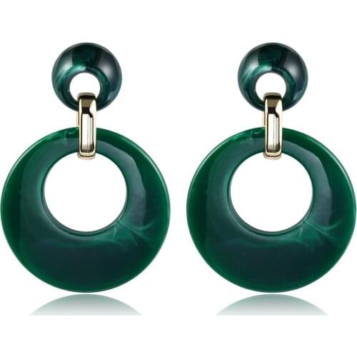 2021 Fashion Jewelry Alloy Resin Double Ring Ladies Earrings Glamour Vintage Beautiful Bride Wedding Earrings Accessories