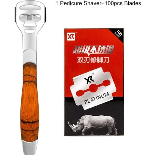Pedicure Kit Dead Skin Cuticle Callus Remover Shaver File With 10/100pcs Stainless Steel Blades Foot Health Care For Feet Tools