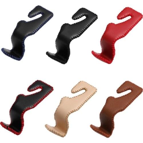Elegant Leather Car Hooks Set Seat Headrest Holder For Bag Coat Auto Accessories