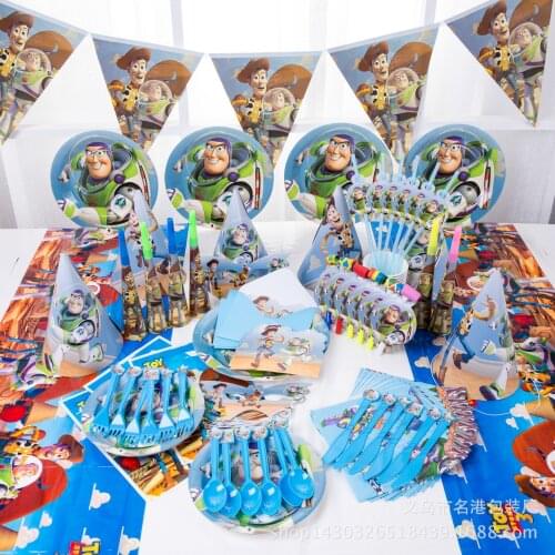 94pcs Disney Cartoon Toy Story Baby Shower Boys Birthday Party Decoration Wedding Event Party Supplies Various Tableware Sets
