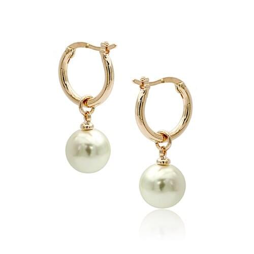 Real Brand TracysWing Top Quality Pearl Earring Rose Gold Color hoop Earring For women New Sale Hot #RG82561Gold