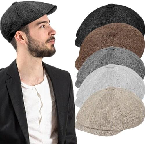 New Arrivals Mens Casual Newsboy Cap Spring Autumn Retro Vintage Beret Hat Trends Wild Casual Caps Unisex Octagonal Hats