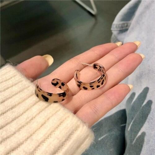 Autumn And Winter S925 Leopard Print Earrings Korea INS Geometric Resin Earrings 2020 New Fashion Jewelry Women