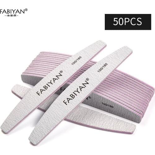 100/180 Grits Nail Art Sanding Polishing Files Curved Buffing Polish Block Pedicure Manicure Set Washable Tools 50Pcs/set