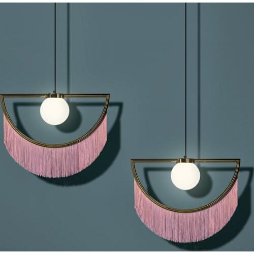 Nordic ins style tassel chandelier modern minimalist hotel bedroom bedside lamp girl room lamp restaurant LED chandelier