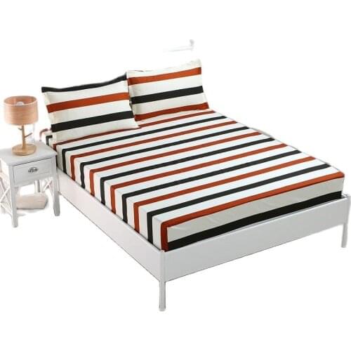 Bed Sheet With Pillowcase Printed Bed Linen Queen Size Mattress Covers All-inclusive Fitted Sheet 3pcs Set With Elastic Band